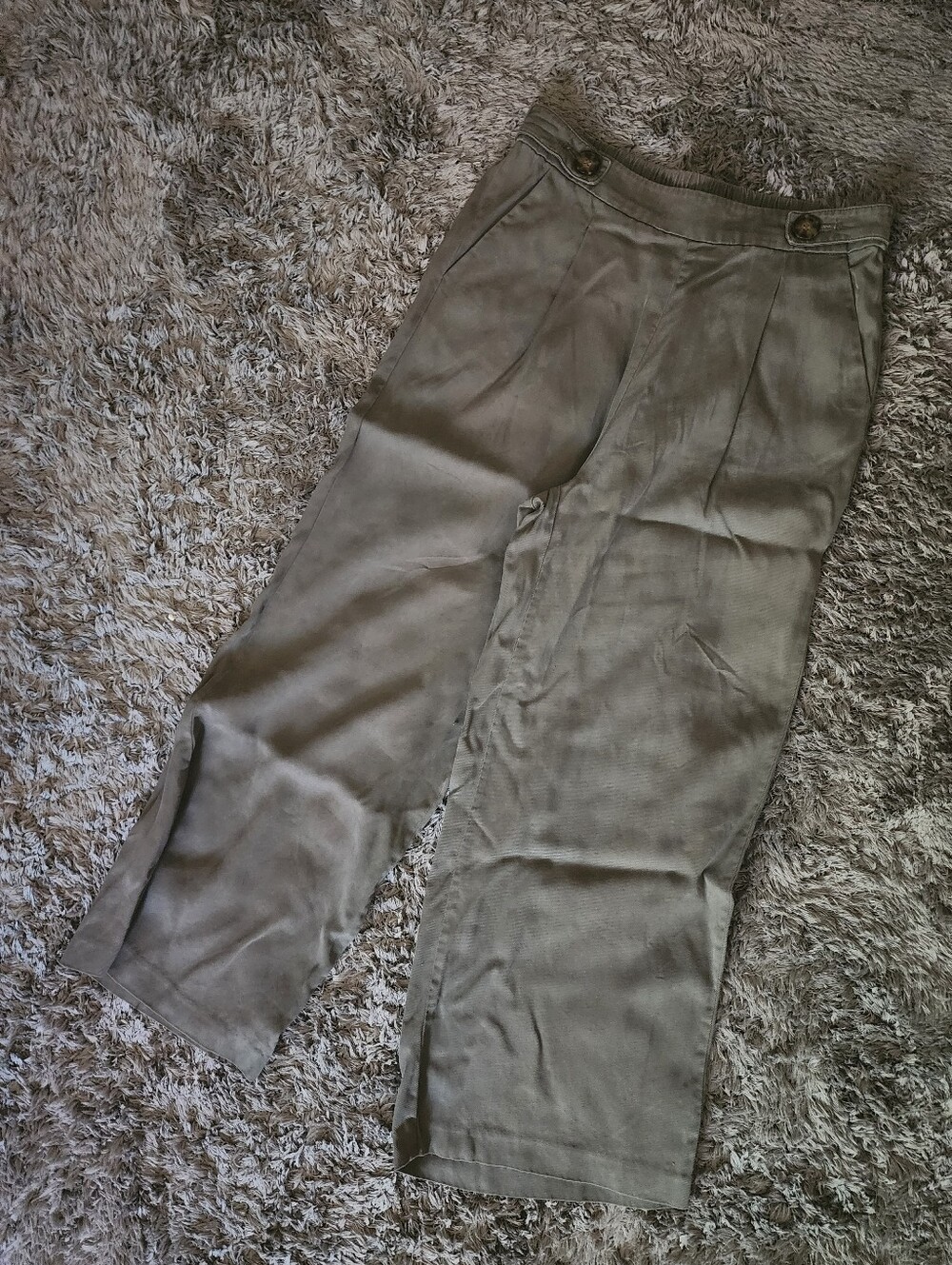 Ellen Tracy Olive-Tone Wide-Leg Chinos